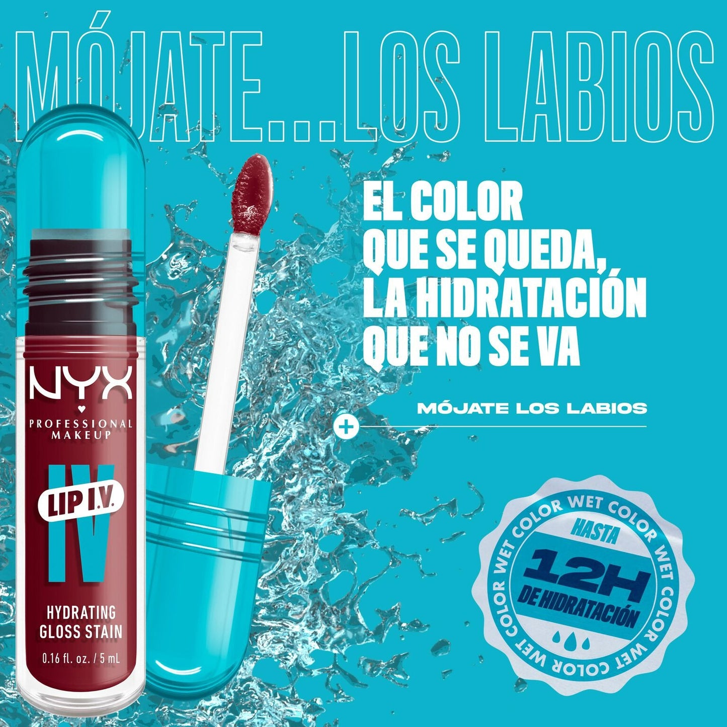 NYX - Lip I.V. Tinte Labial Hidratante Efecto Gloss - Bubblegum Burst